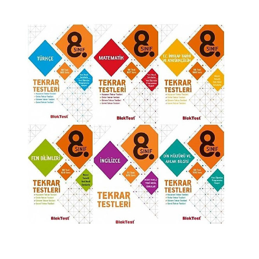 Bloktest Yayınları 8. Sınıf Tekrar Testleri Seti kitap kapağı