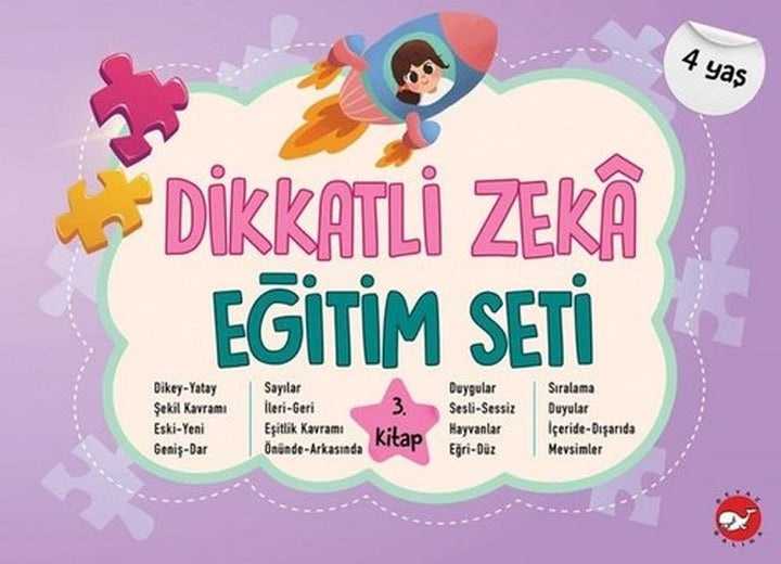 Dikkatli Zeka Eğitim Seti 3. Kitap - 4 Kitap Takım | Beyaz Balina Yayınları