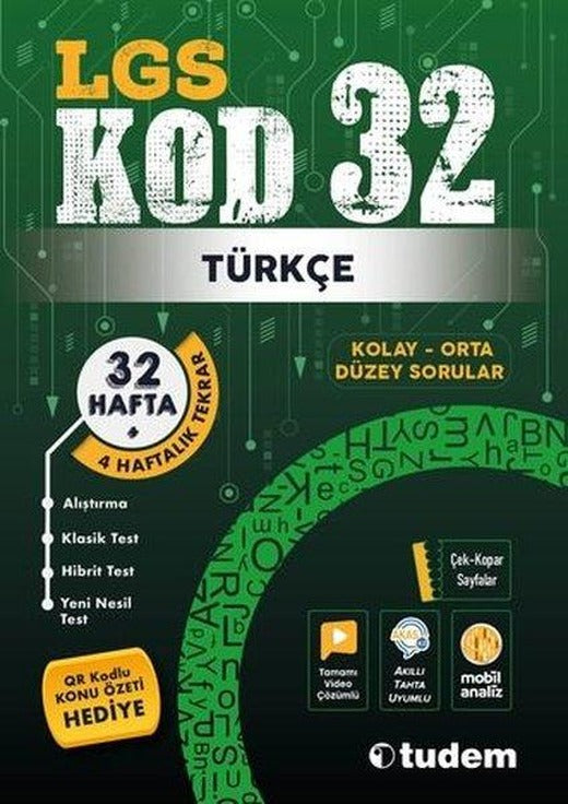 LGS Türkçe Kod 32 | Tudem Yayınları - Ders Kitapları (İnce Kapak)