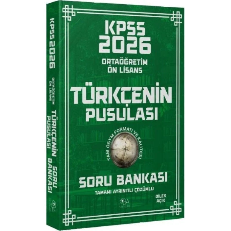 2026 KPSS Lise Ortaöğretim Ön Lisans Türkçenin Pusulası Soru Bankası Çözümlü | CBA Yayınları (İnce Kapak)