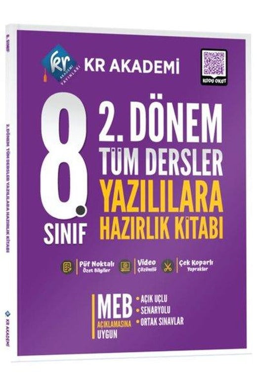 8. Sınıf 2. Dönem Tüm Dersler Yazılılara Hazırlık Kitabı | KR Akademi (İnce Kapak)