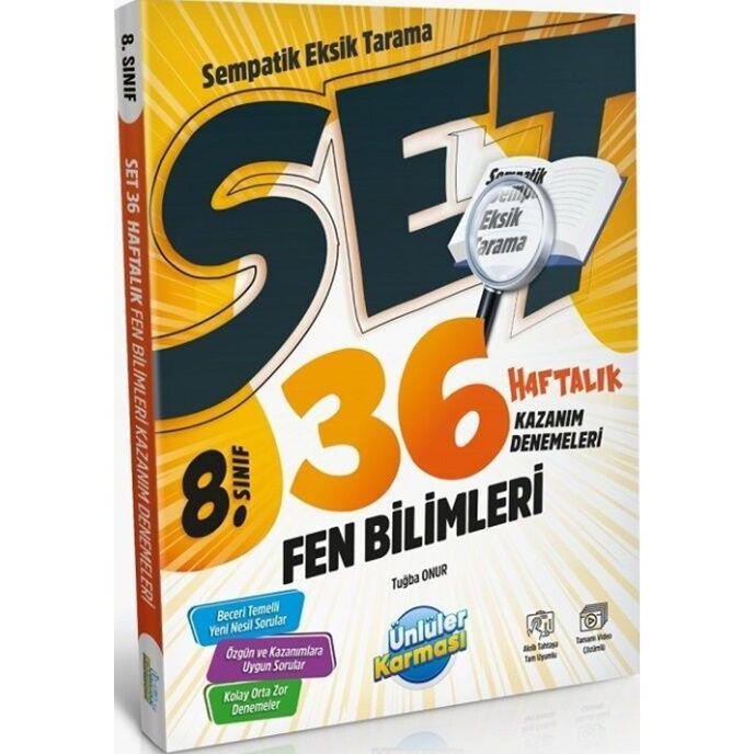 8. Sınıf Fen Bilimleri 36 Haftalık Kazanım Denemeleri | Ünlüler Karması (Ciltsiz)