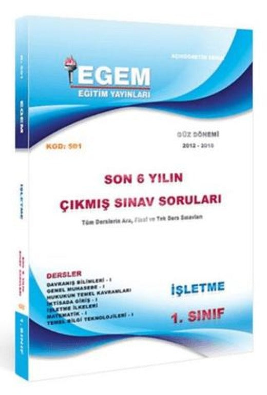 1. Sınıf 1. Yarıyıl İşletme Son 6 Yılın Çıkmış Sınav Soruları Kod: 501