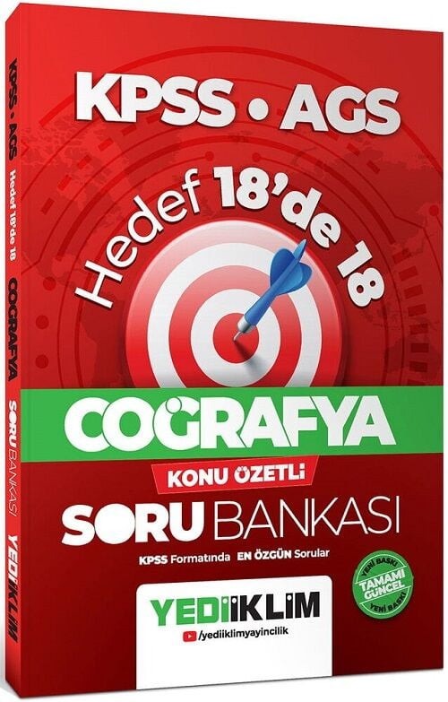 KPSS AGS Coğrafya Hedef 18'de 18 Konu Özetli Soru Bankası | Yediiklim Yayınları (İnce Kapak)