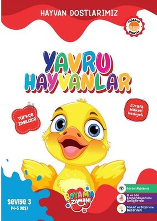 Hayvan Dostlarımız Yavru Hayvanlar - Seviye 3 (4 - 5 Yaş) | Boyama Zamanı Yayınları