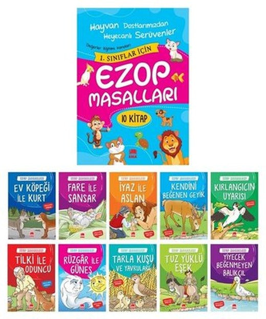 Ezop Masalları Büyük Boy 10 Kitap Takım | Ema Çocuk (İnce Kapak)