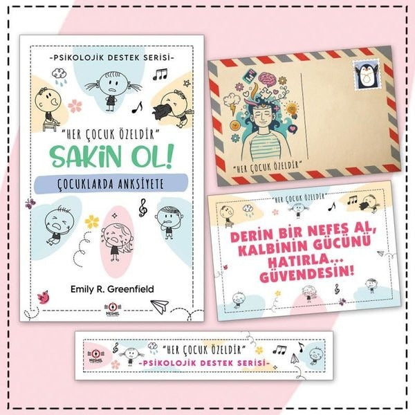 Çocuklarda Anksiyete - Kartpostal ve Ayraç - Çocuklar İçin Psikolojik Destek Serisi | Nesnel Yayınları (İnce Kapak)