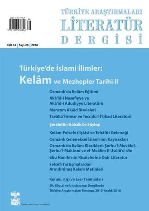 Türkiye Araştırmaları Literatür Dergisi Cilt 14 Sayı: 28 | Bilim ve Sanat Vakfı (Ciltsiz)