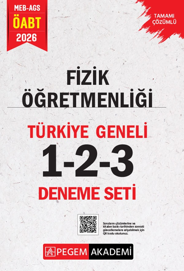 2026 MEB AGS ÖABT Fizik Öğretmenliği Tamamı Çözümlü Türkiye Geneli 1-2-3 (3'lü Deneme Seti) | Pegem Akademi Yayıncılık (Ciltsiz)