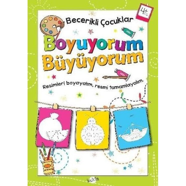 Becerikli Çocuklar Boyuyorum Büyüyorum 4 Yaş Boyama Kitabı | Kukla
