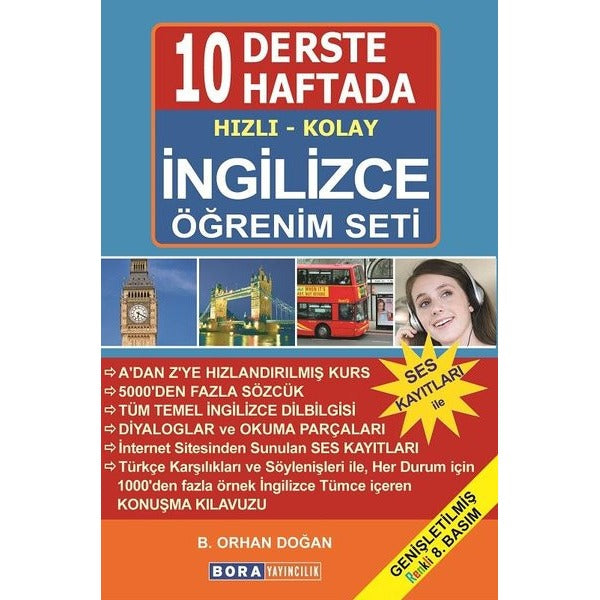 10 Derste/10 Haftada Hızlı Kolay İngilizce Öğrenim Seti | Bora Yayıncılık (İnce Kapak)