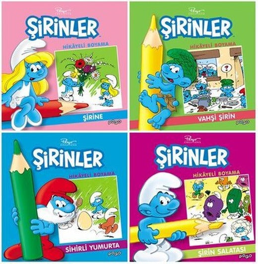 Şirinler Hikayeli Boyama Seti-4 Kitap Takım | Pogo (İnce Kapak)