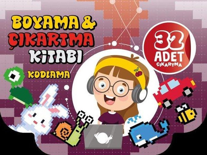 Kodlama - Boyama & Çıkartma Kitabı - 32 Adet Çıkartma | Çikolata Yayınevi (İnce Kapak)