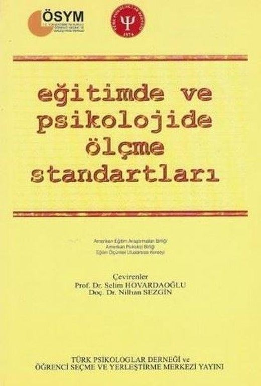 Eğitimde ve Psikolojide Ölçme Standartları | Türk Psikologlar Derneği Yayınları (İnce Kapak)