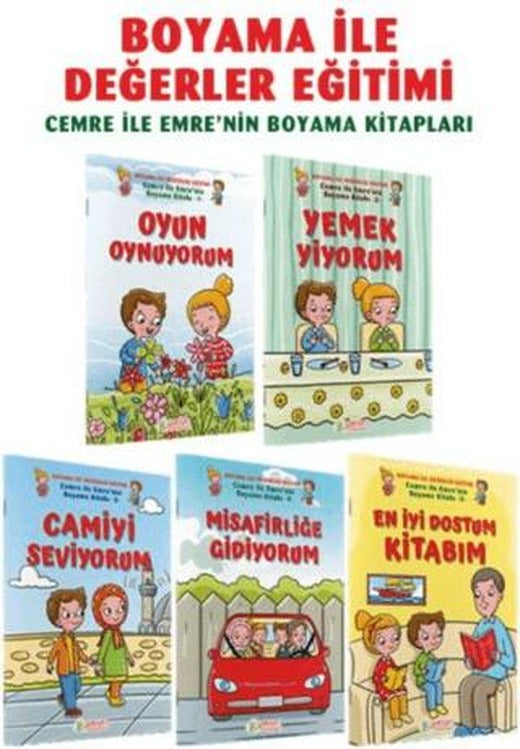 Cemre ile Emre'nin Boyama Kitapları (5 Cilt) | Pırıltı Kitapları - Erkam (Ciltsiz)