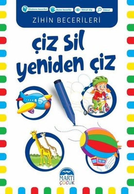 Çiz-Sil Yeniden Çiz - Mavi - Zihin Becerileri | Martı Yayınları