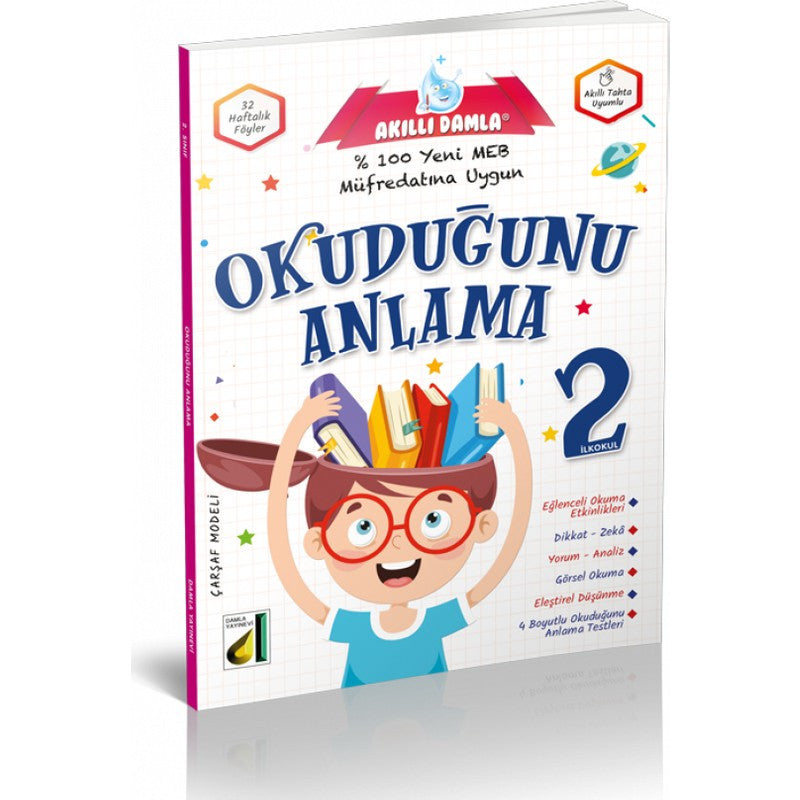 Damla Yayınları 2. Sınıf Akıllı Damla Okuduğunu Anlama kitap kapağı