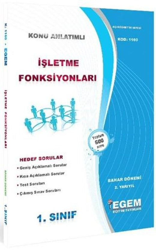 1. Sınıf 2. Yarıyıl Konu Anlatımlı İşletme Fonksiyonları - Kod 1160