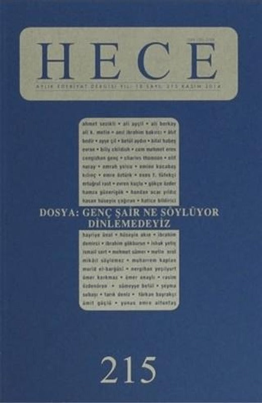 Hece Aylık Edebiyat Dergisi Sayı: 215 Kasım 2014 | Hece Dergisi (Ciltsiz)