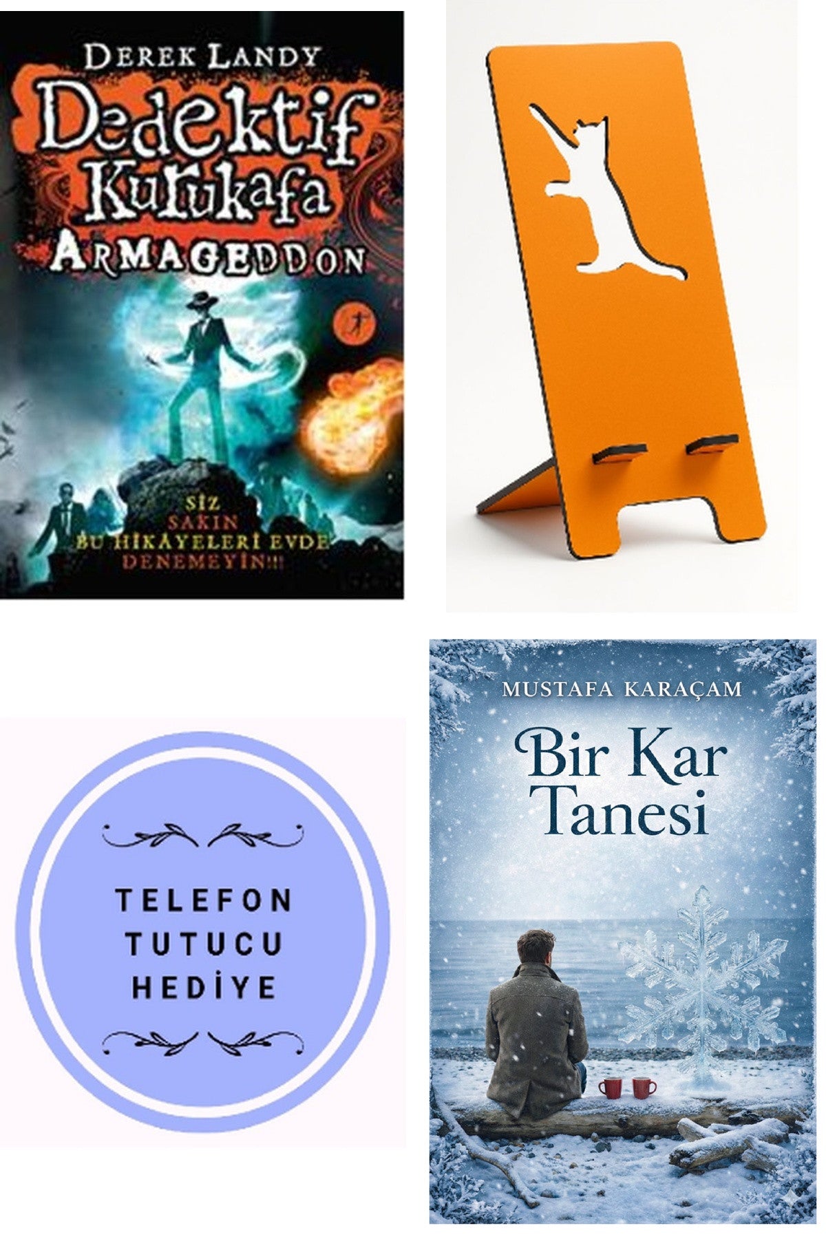 Dedektif Kurukafa - Armageddon - Derek Landy + Telefon Tutucu + Bir Kar Tanesi kitap kapağı