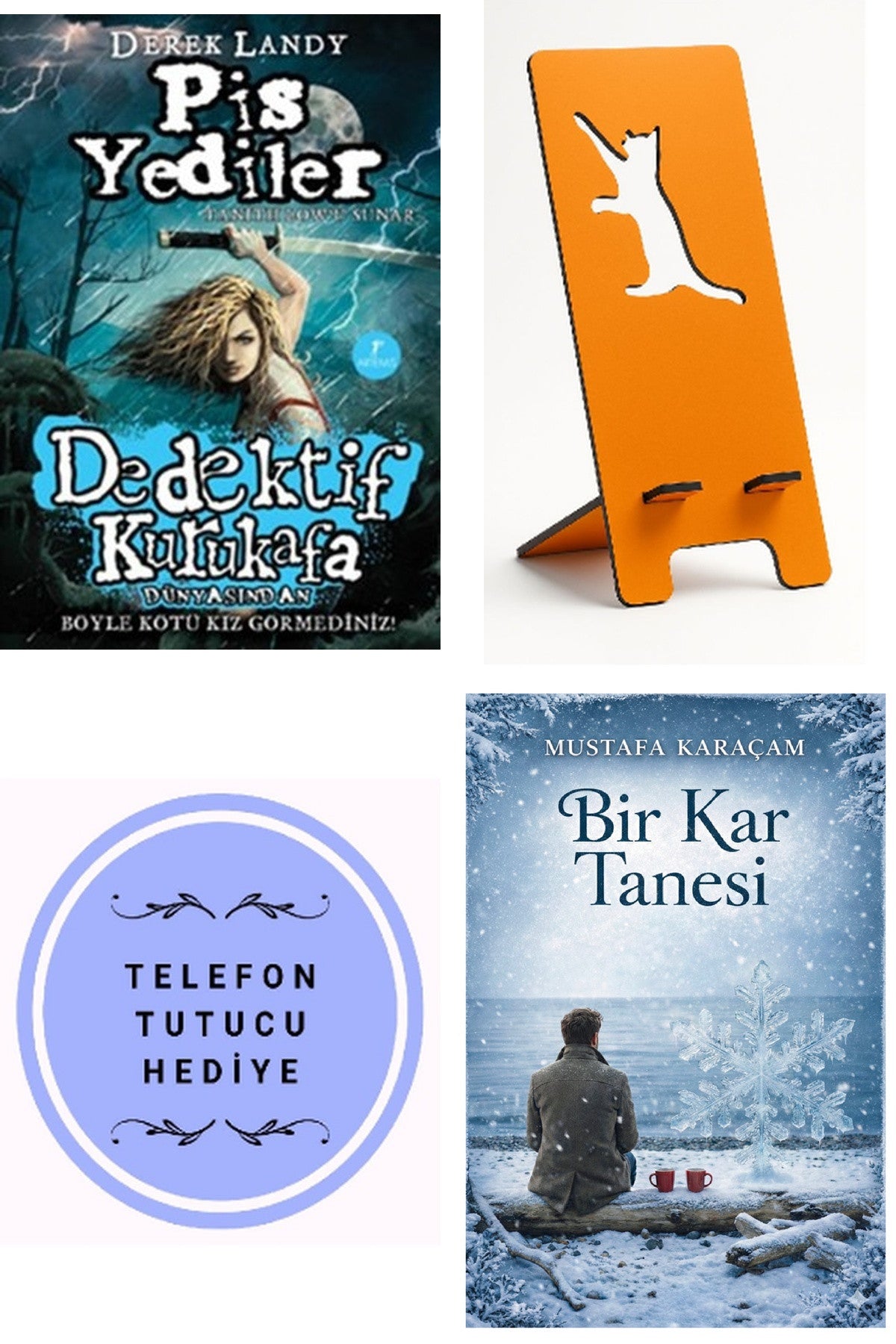 Dedektif Kurukafa - Pis Yediler - Derek Landy + Telefon Tutucu + Bir Kar Tanesi kitap kapağı