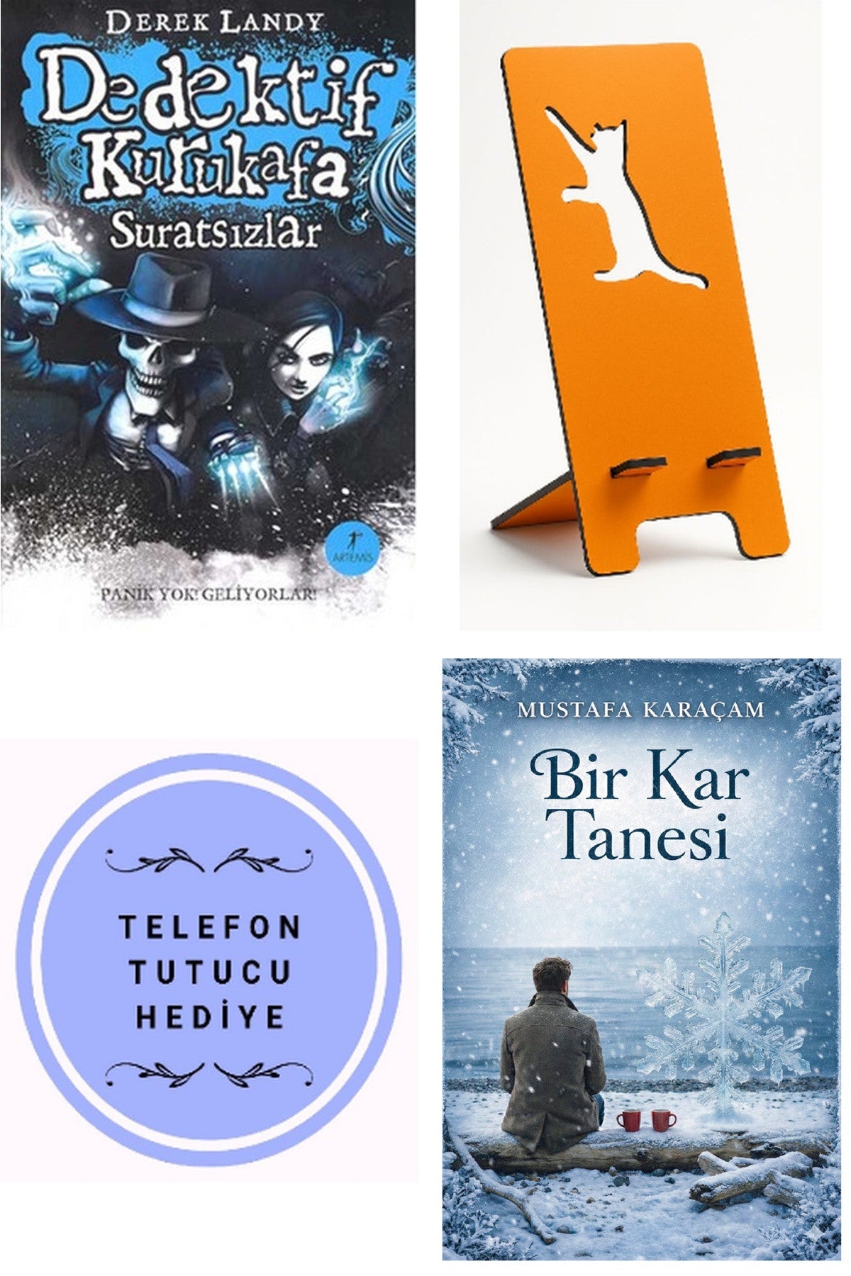 Dedektif Kurukafa - Suratsızlar - Derek Landy + Telefon Tutucu + Bir Kar Tanesi kitap kapağı