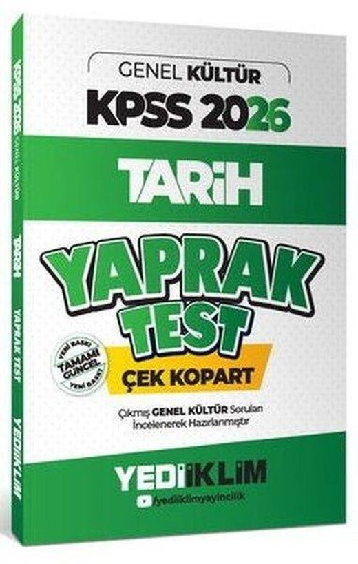 2026 KPSS - AGS Genel Kültür Tarih Çek Kopart Yaprak Test | Yediiklim Yayınları (İnce Kapak)