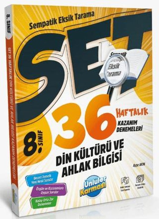 8. Sınıf Din Kültürü ve Ahlak Bilgisi 36 Haftalık Kazanım Denemeleri | Ünlüler Karması (Ciltsiz)