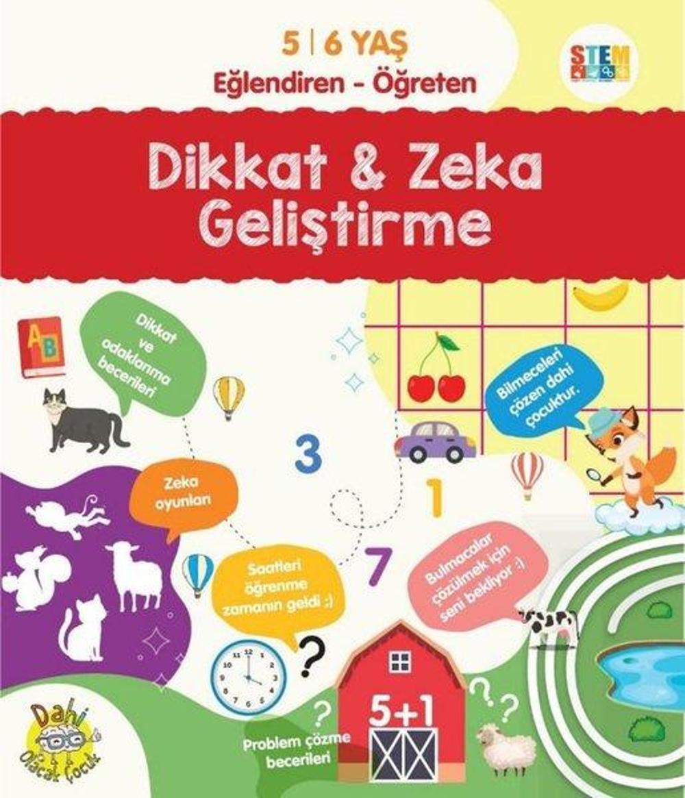 Dikkat ve Zeka Geliştirme 5-6 Yaş Eğlendiren - Öğreten | Dahi Olacak Çocuk Yayınları