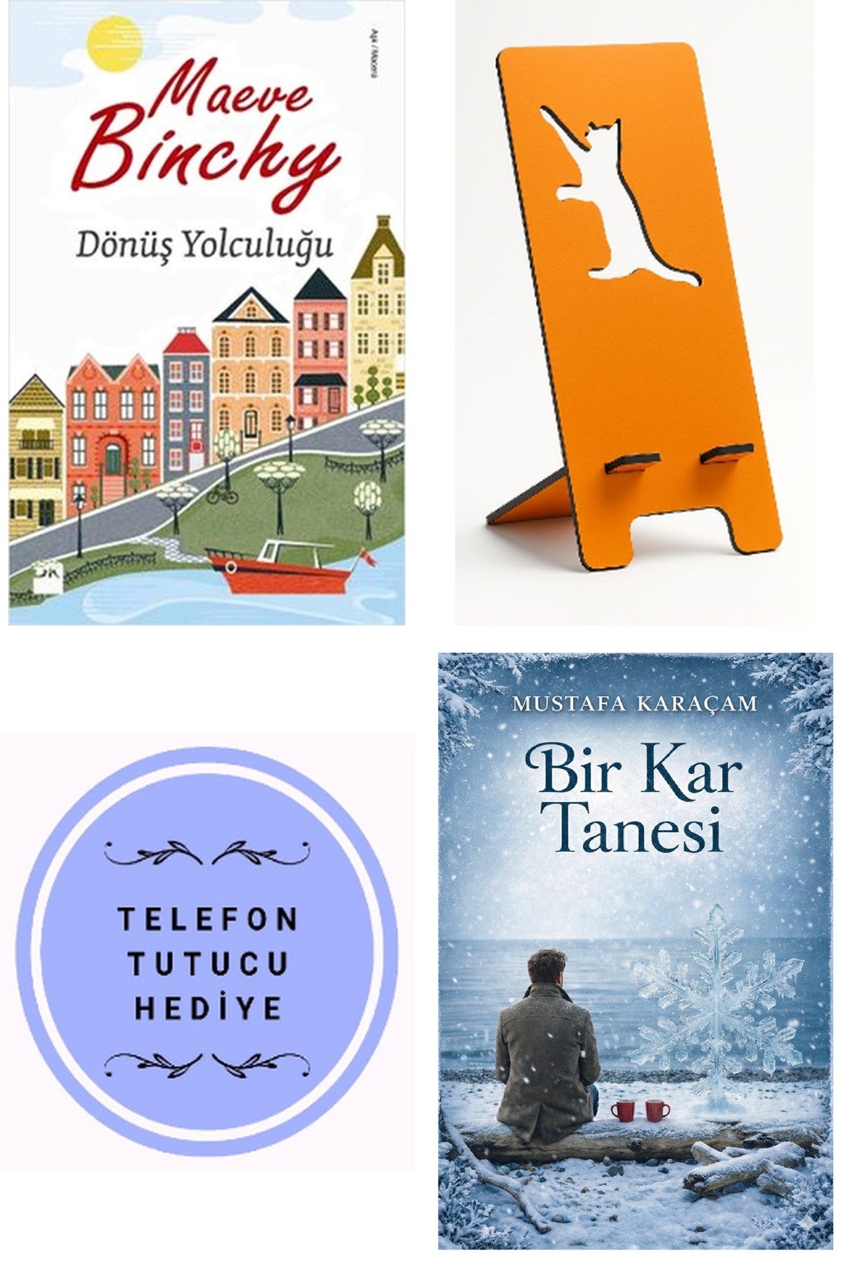 Dönüş Yolculuğu - Maeve Binchy + Telefon Tutucu + Bir Kar Tanesi kitap kapağı