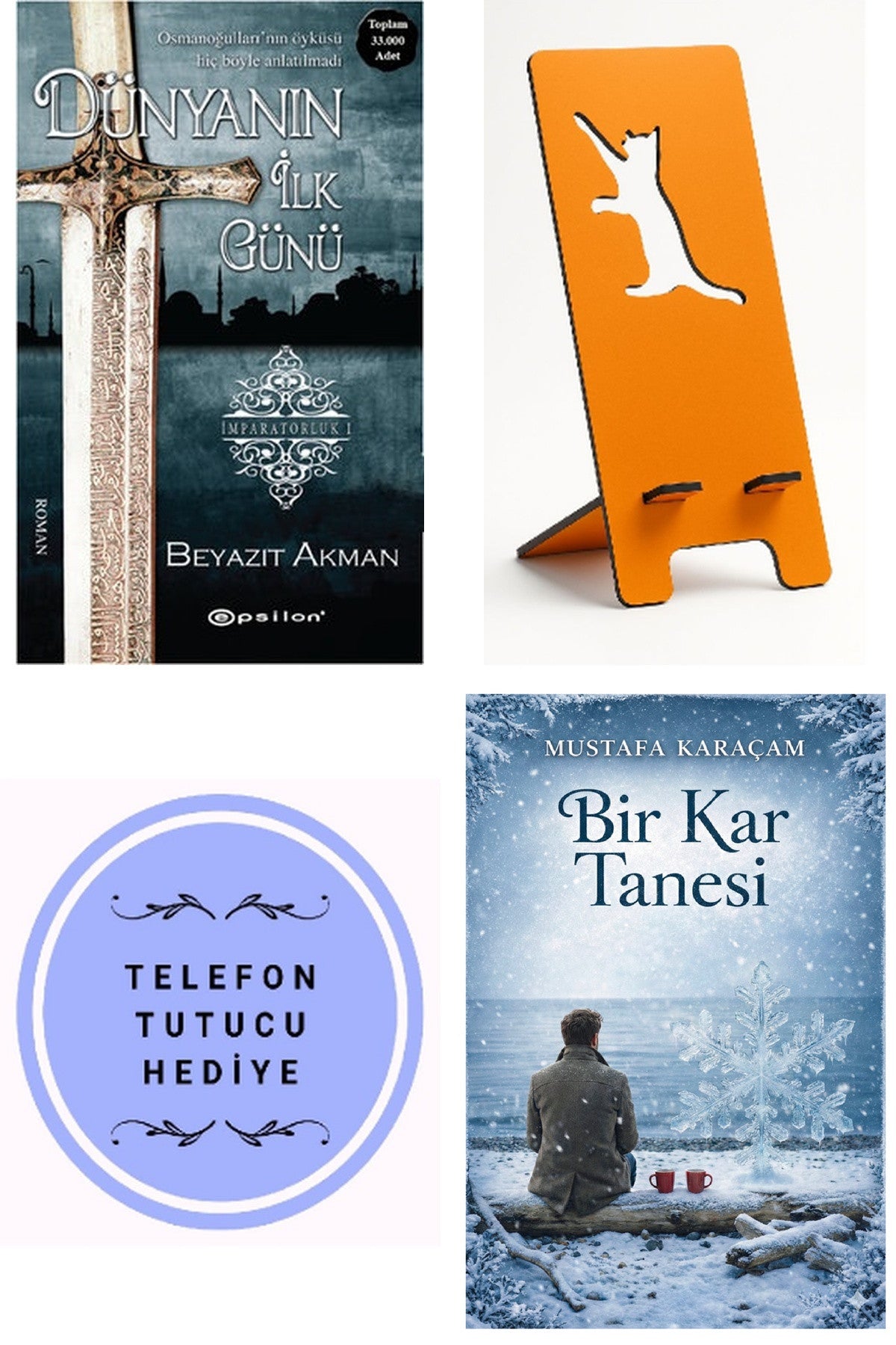 Dünyanın İlk Günü İmparatorluk - Beyazıt Akman + Telefon Tutucu + Bir Kar Tanesi kitap kapağı