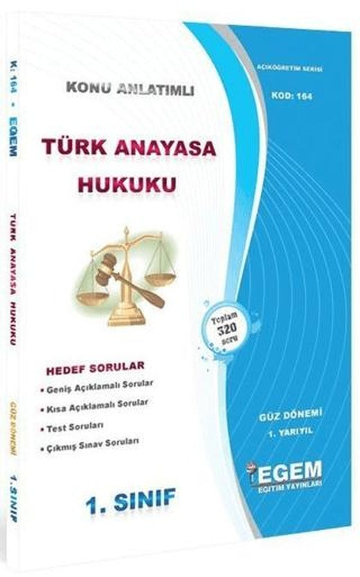 1. Sınıf 1. Yarıyıl Türk Anayasa Hukuku Konu Anlatımlı Soru Bankası - Kod 164