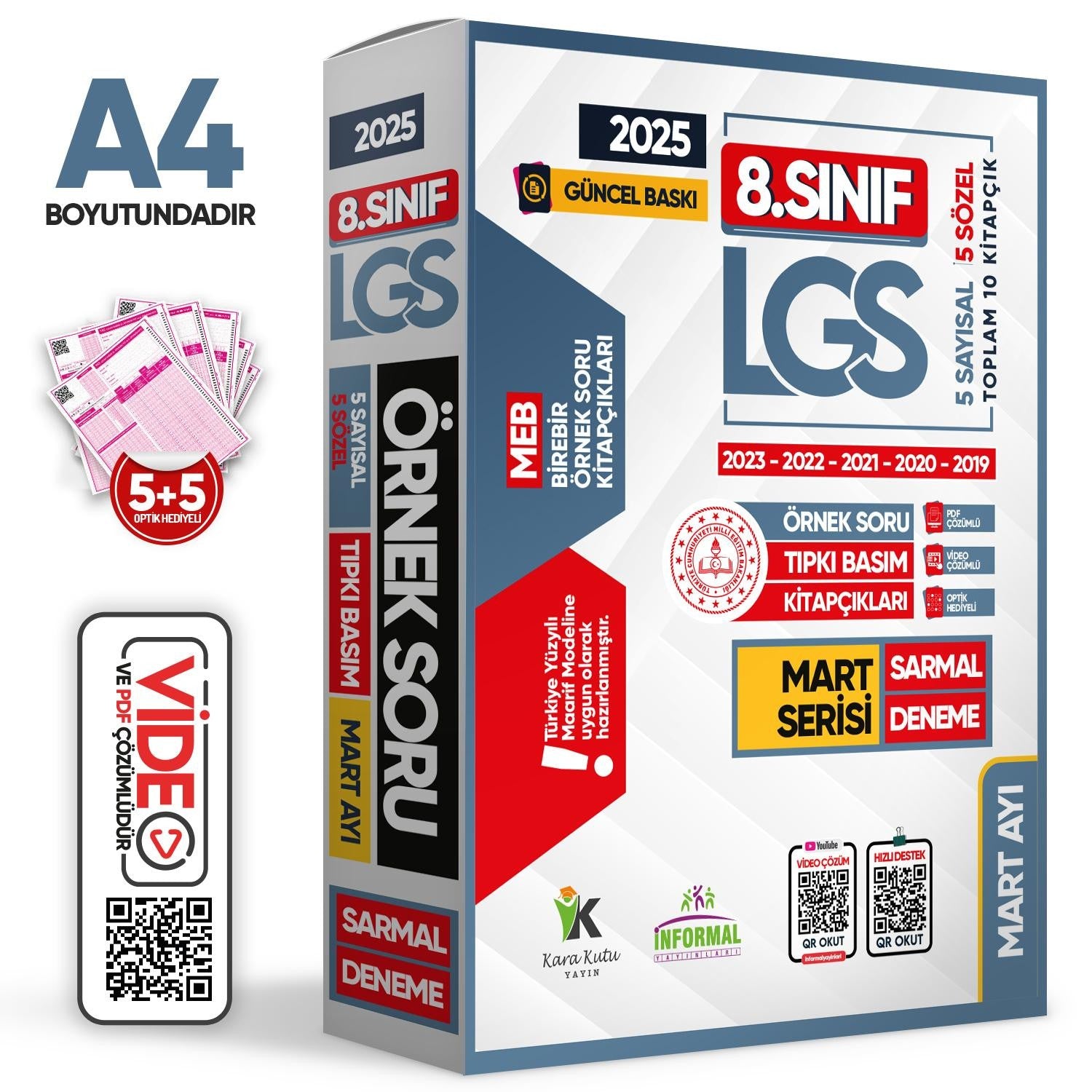 2025 8. Sınıf LGS Mart Ayı MEB Örnek Soru Tıpkı Basım 5li Sarmal Deneme Paketi Video/PDF Çözümlü
