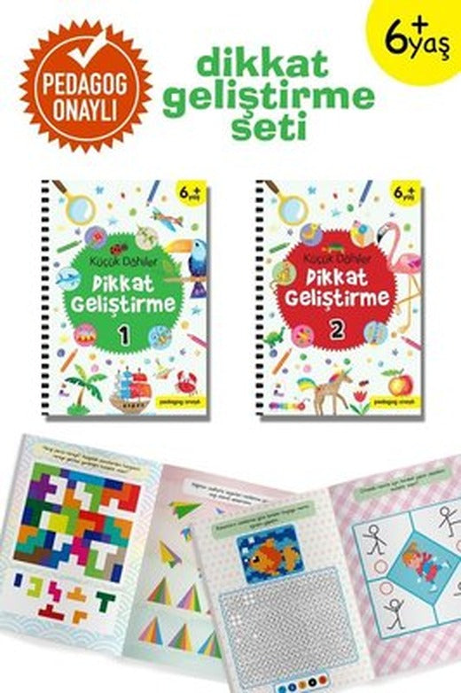 Küçük Dahiler Dikkat Geliştirme Seti - 6+ Yaş-2 Kitap Takım | İndigo Çocuk (İnce Kapak)
