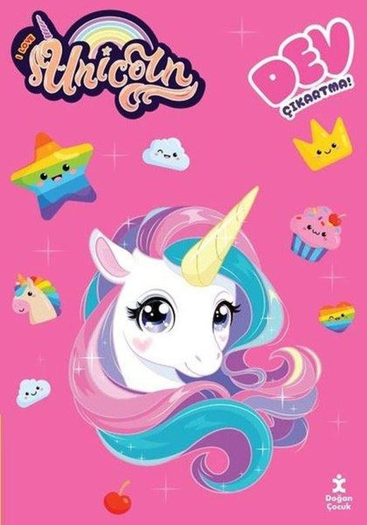 Unicorn - Dev Çıkartmalı Boyama Kitabı | Doğan Çocuk (İnce Kapak)