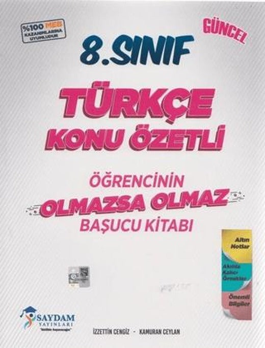 8. Sınıf Türkçe Konu Özetli Olmazsa Olmaz Başucu Kitabı | Saydam Yayınları (Ciltsiz)
