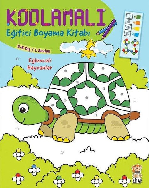 Eğlenceli Hayvanlar 5-6 Yaş-Kodlamalı Eğitici Boyama Kitabı-1.Seviye | Sincap Kitap (İnce Kapak)
