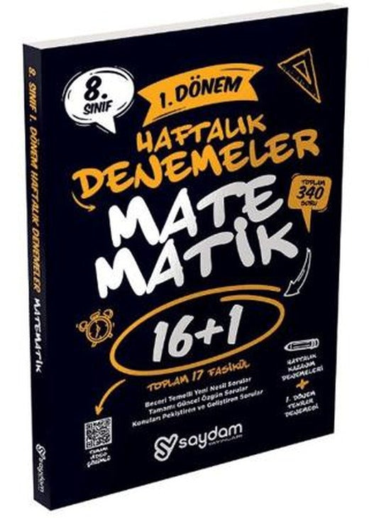 8. Sınıf LGS Matematik 1. Dönem 16+1 Haftalık Kazanım Denemeleri | Saydam Yayınları (Ciltsiz)