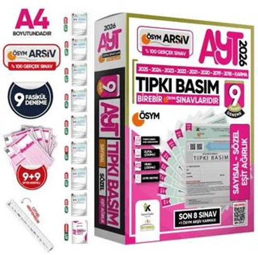 2026 AYT (Sayısal-Sözel-Eşit Ağırlık) ÖSYM Çıkmış Soru Tıpkı Basım 9'lu Deneme Paketi