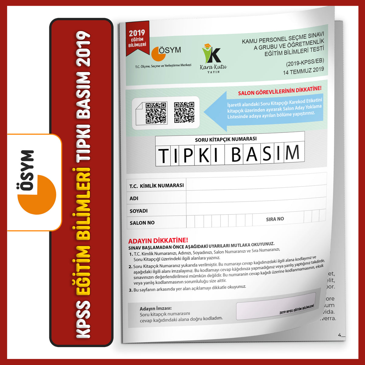 2019 KPSS Eğitim Bilimleri ÖSYM Tıpkı Basım Çıkmış Soru Kitapçığı Video/PDF Çözümlü Türkiye Geneli kitap kapağı