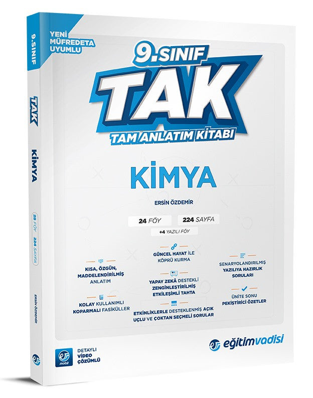 Eğitim Vadisi 2025 9. Sınıf Kimya Tak Tam Anlatım Kitabı - Komisyon kitap kapağı