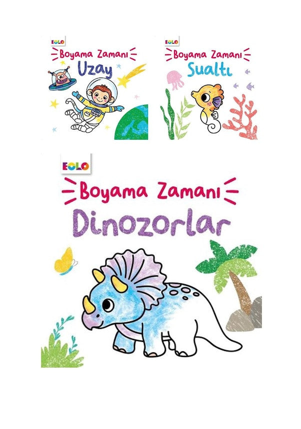 Eolo Dinozorlar-Sualtı-Uzay Boyama Kitapları Seti kitap kapağı