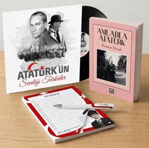 Atatürk’ün Sevdiği Türküler Plak - Anılarla Atatürk - Bloknot ve Kalem | Plak (Ciltsiz)