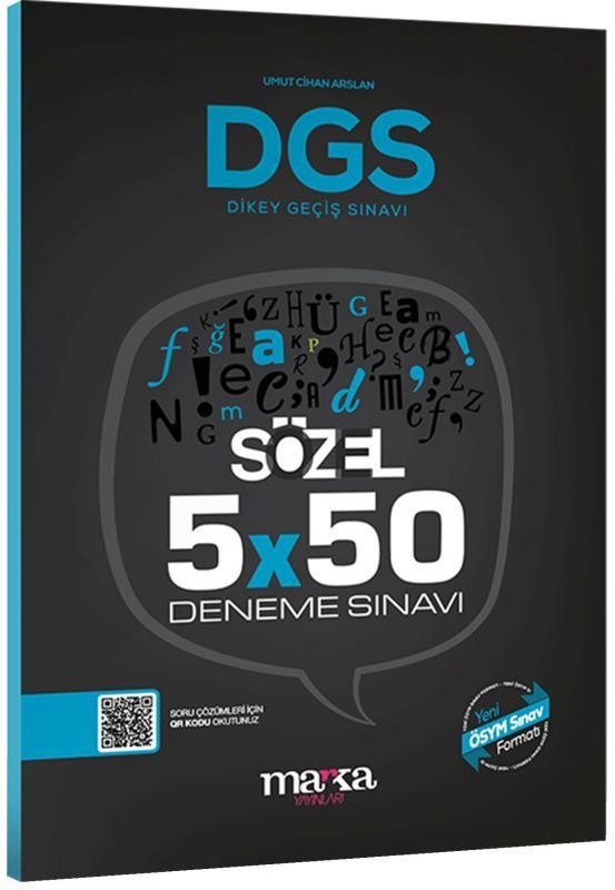 2025 DGS Sözel 5x50 Deneme Sınavı Tamamı PDF Çözümlü Açıklanan Yeni Müfredat | Marka Yayınları (İnce Kapak)
