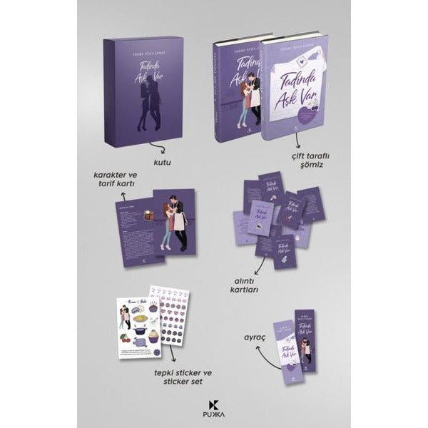 Tadında Aşk Var Kutulu Seti - Ayraç KarakterTarif ve Alıntı Kartı Tepki Sticker ve Sticker Seti Hediyeli | Pukka Yayınları (Ciltli)