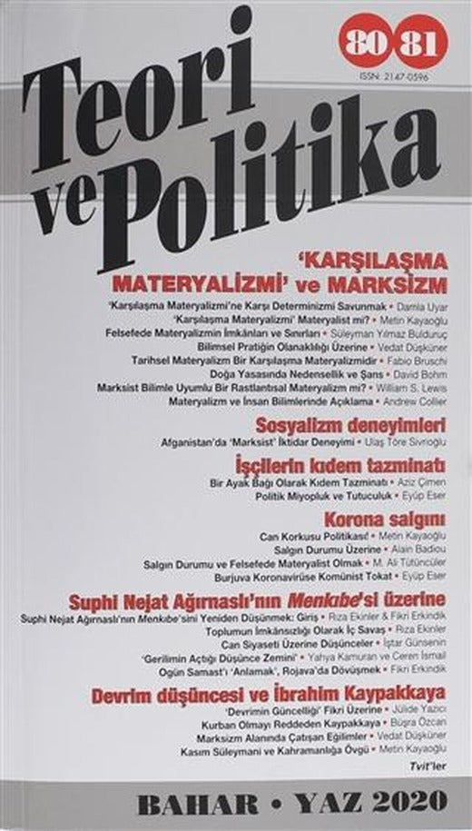 Teori ve Politika Dergisi Sayı: 80-81 Bahar - Yaz 2020 | Teori ve Politika Dergisi Yayınları (Ciltsiz)
