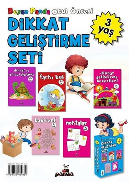 3 Yaş Okul Öncesi-Dikkat Geliştirme Seti-5 Kitap Takım | Panda