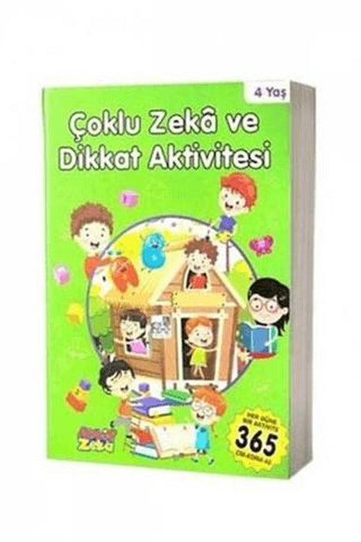 4 Yaş Çoklu Zeka ve Dikkat Aktivitesi - Yeşil Kitap | Aktif Zeka Yayınları (Ciltsiz)