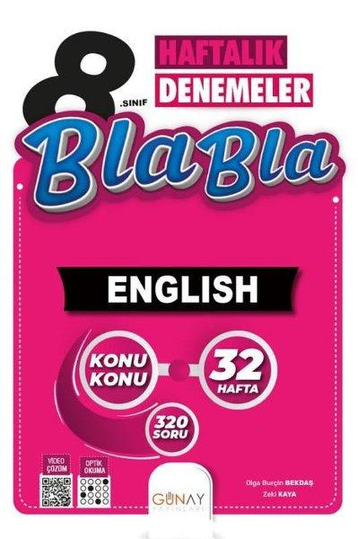 8. Sınıf 32 Haftalık Bla Bla İngilizce Denemeleri | Günay Yayıncılık (İnce Kapak)