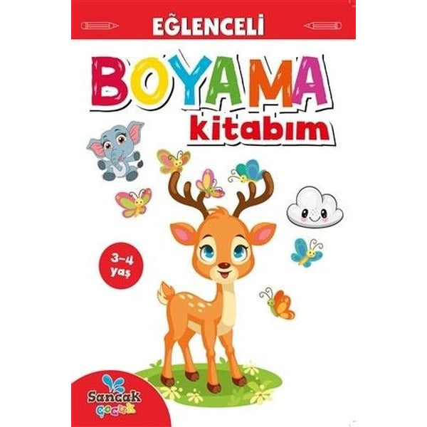 Eğlenceli Boyama Kitabım - Kırmızı Kitap | Sancak Çocuk (İnce Kapak)